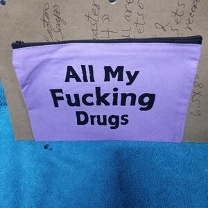 Purple Zipper Pouch with Bold Text Funny Cosmetic Bag Makeup Pouch